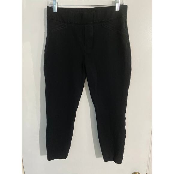 Spanx pull on ponte pants women’s size L petite black crop stretch minimalist - Picture 1 of 3